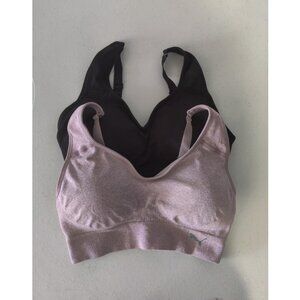 OPEN BOX Puma Women Seamless Drycell Sports Bra 2 Pk Black Mauve Sz S $60 1C425